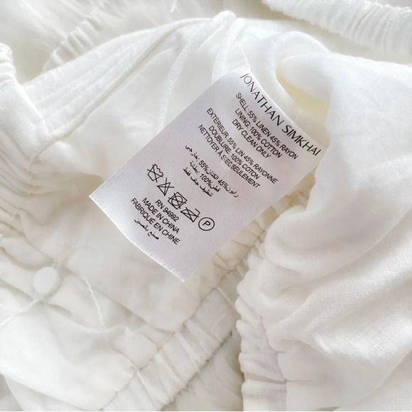 NWOT Jonathan Simkhai STANDARD Clay Washed Linen Ruched Crop Top White - Picture 12 of 15